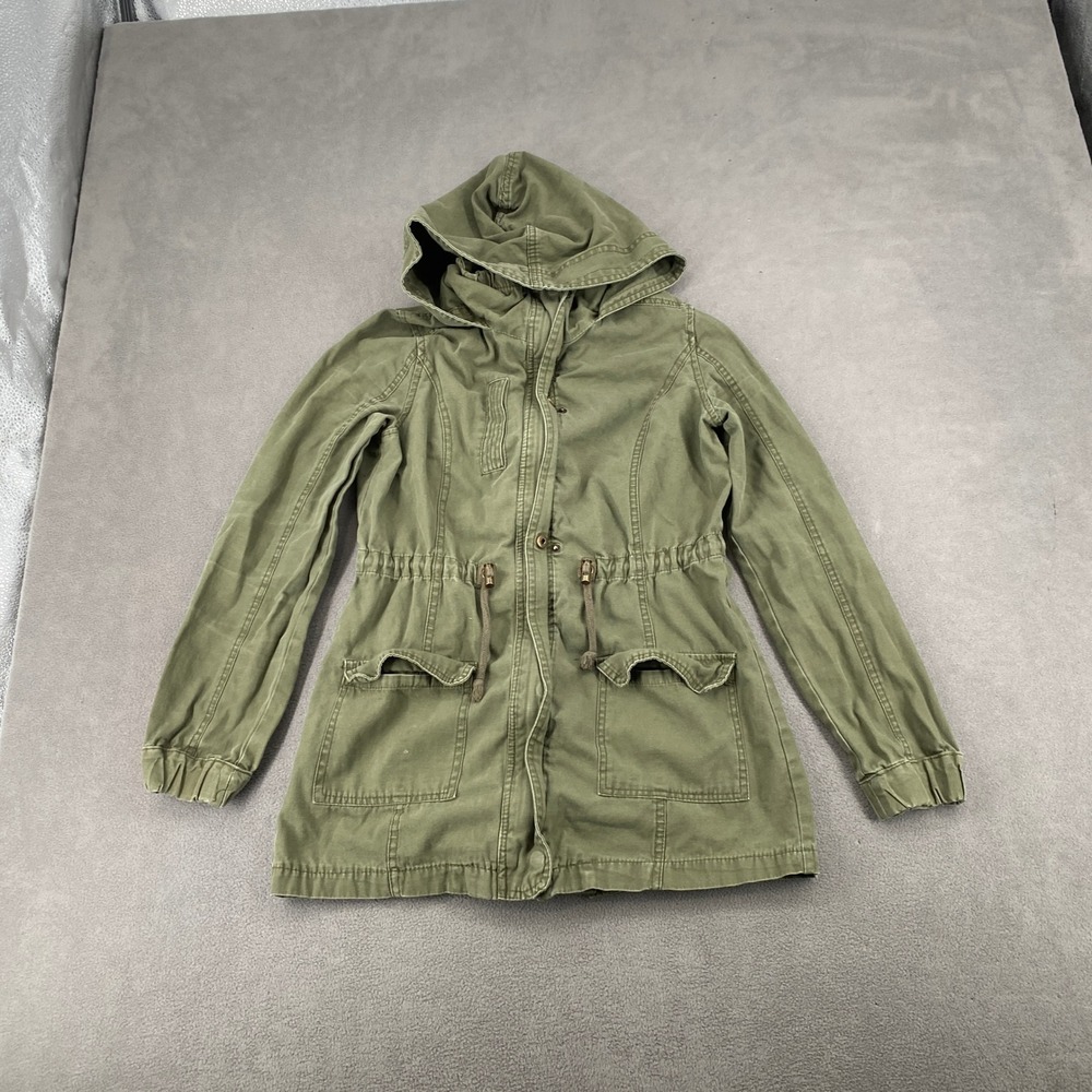 Cotton On Outerwear Olive Green Utility Jacket Hooded Cinched Waist Y2K Medium